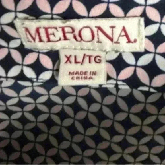 Merona Women's XL Black Pink Geometric Long Sleeve Scoop Neck Blouse - Picture 9 of 11